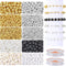 1800Pcs Silver & Gold Round Spacer Beads 3 Sizes Smooth Loose Ball Beads Alphabet Pearls Beads and 2 Rolls Elastic String for DIY Craft Making Sup...